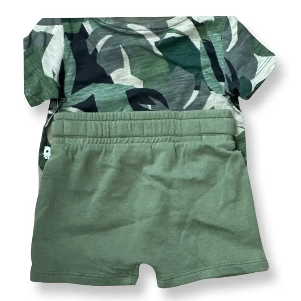 Tucker + Tate Shorts Set Tropical Floral Print Short Sleeve Green Kid's 3M NWOT
